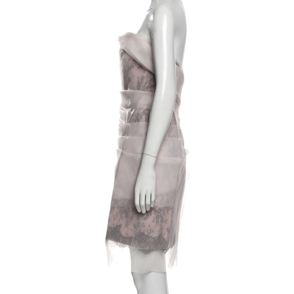 Marchesa Silk Lace Strapless Dress Pale Pink 6 - Picture 2 of 7